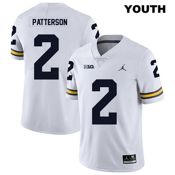 Youth NCAA Michigan Wolverines Shea Patterson #2 White Jordan Brand Authentic Stitched Legend Football College Jersey LN25C63JK